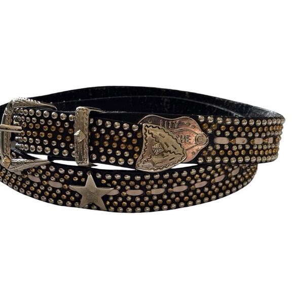 Lily Farouche Munich Studded Black Leather Belt Silver Buckle sz M 31” Mod main image 9